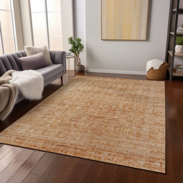 HomeRoots 10' Coral and Peach Abstract Washable Area Rug - Stylish, Durable Indoor/Outdoor Design for Any Space 620610