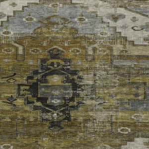 HomeRoots 5' Indoor Outdoor Tribal Area Rug in Brown, Ivory & Gray - Stylish, Washable, & Durable Design! 620642