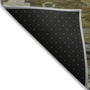 HomeRoots 8' Round Tribal Area Rug - Washable, Durable, and Stylish for Indoor & Outdoor Spaces, Brown/Gray/Ivory 620643