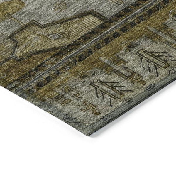 HomeRoots 8' Round Tribal Area Rug - Washable, Durable, and Stylish for Indoor & Outdoor Spaces, Brown/Gray/Ivory 620643