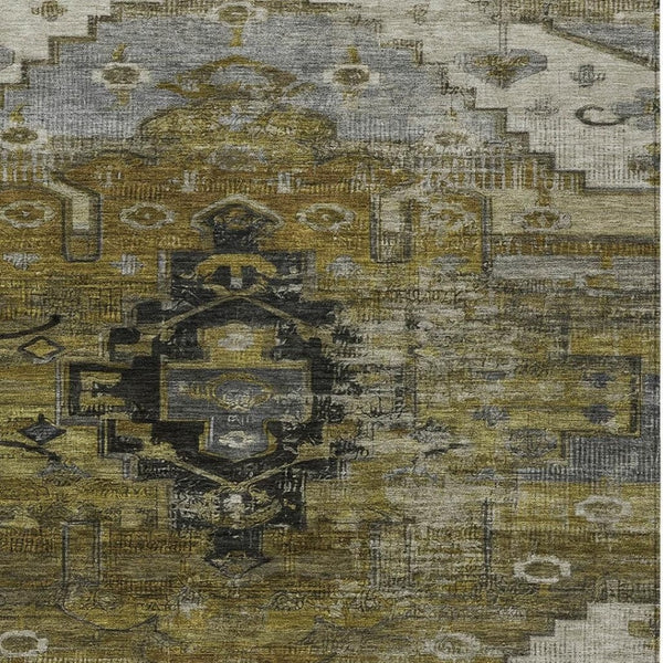 HomeRoots 8' X 10' Tribal Washable Area Rug in Brown, Ivory & Gray – Ideal for Indoor & Outdoor Use! 620644