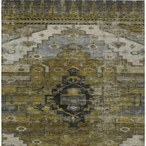 HomeRoots 9' X 12' Brown Ivory Gray Tribal Washable Area Rug – Durable, Stylish, Perfect for Indoors & Outdoors! 620645