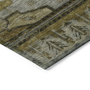 HomeRoots 10' Stylish Brown Ivory Gray Tribal Area Rug - Durable, Washable, Indoor & Outdoor Use, Perfect for High-Traffic Spaces 620646