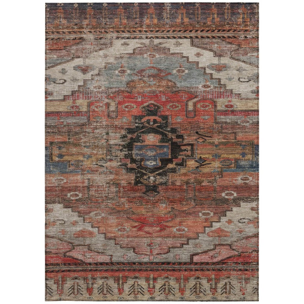 HomeRoots 5' X 8' Tribal Area Rug in Rust, Ivory & Gray - Washable, Durable for Indoor & Outdoor Spaces! 620660