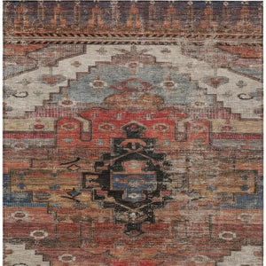 HomeRoots 9' X 12' Tribal Area Rug in Rust, Ivory & Gray - Washable, Durable for Indoor & Outdoor Spaces! 620663