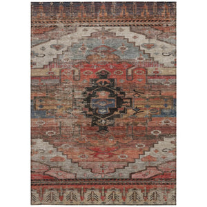 HomeRoots 9' X 12' Tribal Area Rug in Rust, Ivory & Gray - Washable, Durable for Indoor & Outdoor Spaces! 620663