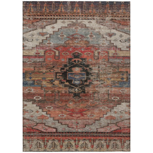 HomeRoots 9' X 12' Tribal Area Rug in Rust, Ivory & Gray - Washable, Durable for Indoor & Outdoor Spaces! 620663