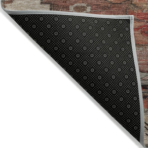 HomeRoots 9' X 12' Tribal Area Rug in Rust, Ivory & Gray - Washable, Durable for Indoor & Outdoor Spaces! 620663