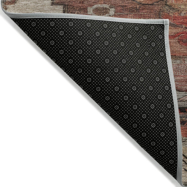 HomeRoots 9' X 12' Tribal Area Rug in Rust, Ivory & Gray - Washable, Durable for Indoor & Outdoor Spaces! 620663