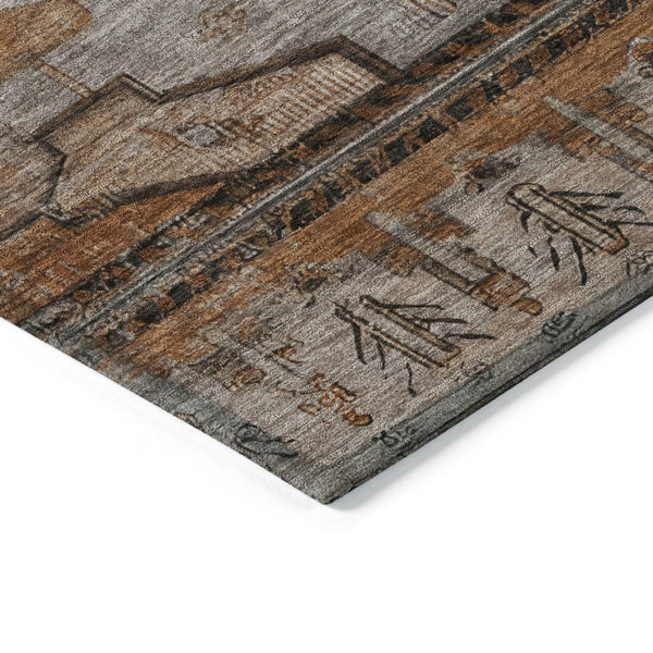HomeRoots 8' Terra Cotta Round Tribal Rug - Stylish, Washable Indoor/Outdoor Area Rug for High-Traffic Spaces 620673