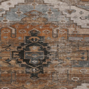 HomeRoots 9' X 12' Terra Cotta Tribal Area Rug – Stylish, Washable, Stain-Resistant for Indoor & Outdoor Spaces 620675