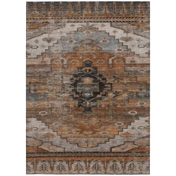 HomeRoots 10' Terra Cotta Rust & Gray Tribal Area Rug - Durable, Washable, Perfect for Indoor & Outdoor Spaces 620676