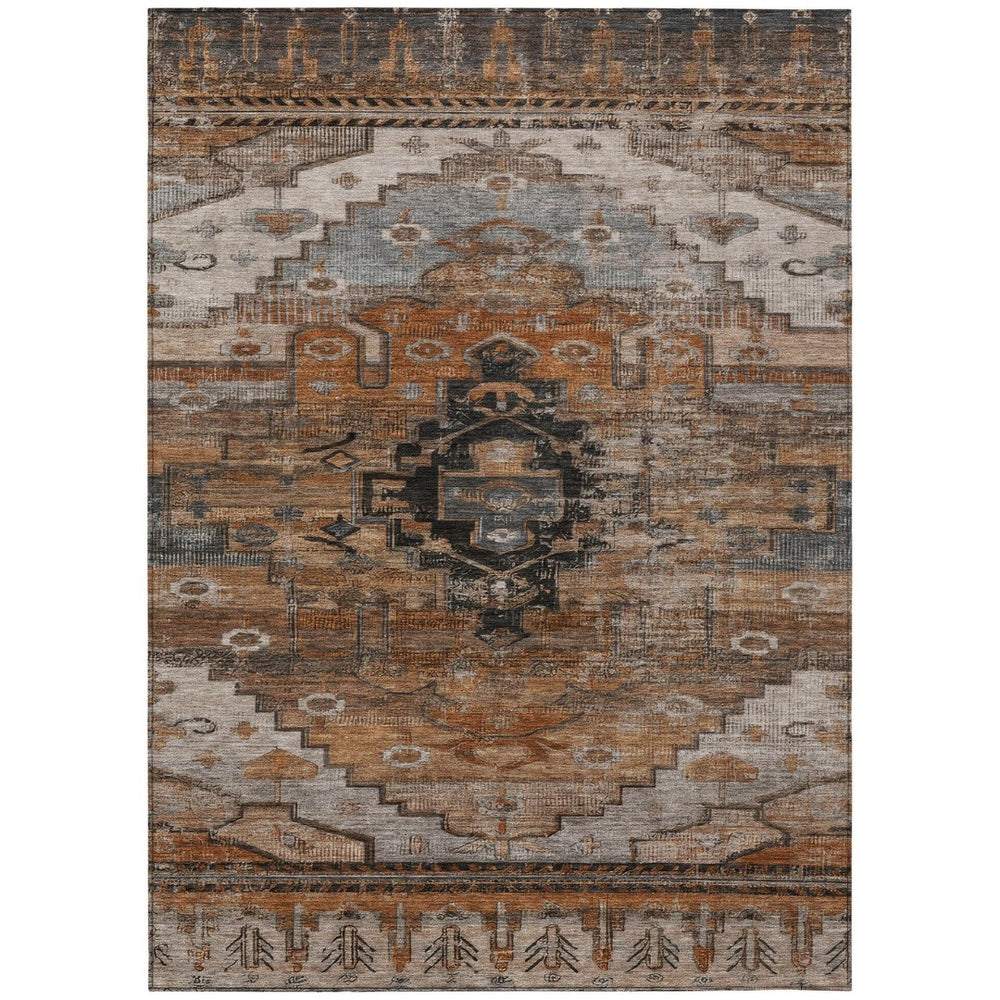 HomeRoots 10' Terra Cotta Rust & Gray Tribal Area Rug - Durable, Washable, Perfect for Indoor & Outdoor Spaces 620676