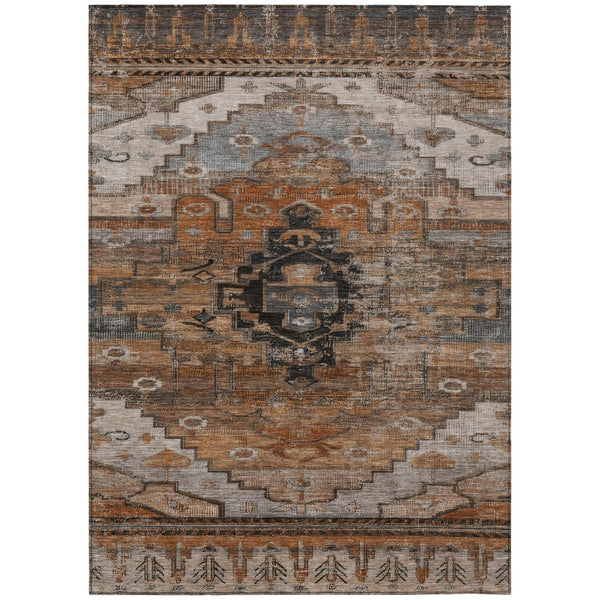 HomeRoots 10' Terra Cotta Rust & Gray Tribal Area Rug - Durable, Washable, Perfect for Indoor & Outdoor Spaces 620676