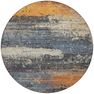 HomeRoots 8' Vibrant Round Abstract Area Rug - Washable Indoor/Outdoor, Durable, Stylish for High-Traffic Spaces 620685