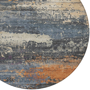 HomeRoots 8' Vibrant Round Abstract Area Rug - Washable Indoor/Outdoor, Durable, Stylish for High-Traffic Spaces 620685