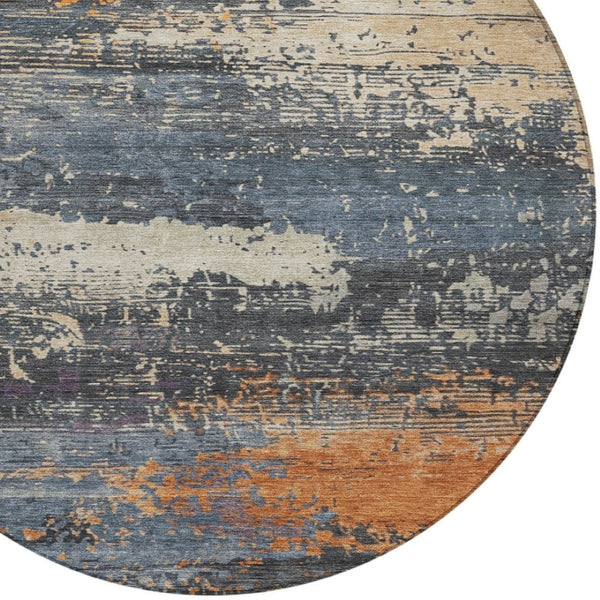 HomeRoots 8' Vibrant Round Abstract Area Rug - Washable Indoor/Outdoor, Durable, Stylish for High-Traffic Spaces 620685