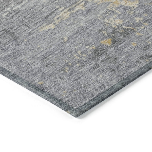 HomeRoots 5' Indoor Outdoor Abstract Area Rug in Gold, Gray & Silver – Stylish, Washable & Durable Design 620696