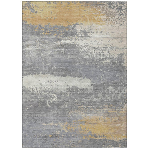 HomeRoots 9' Modern Gold Gray Silver Abstract Indoor Outdoor Area Rug - Washable, Durable & Versatile Design! 620699