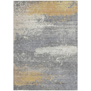 HomeRoots 9' Modern Gold Gray Silver Abstract Indoor Outdoor Area Rug - Washable, Durable & Versatile Design! 620699