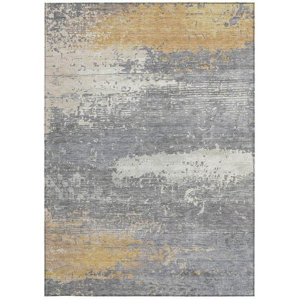 HomeRoots 9' Modern Gold Gray Silver Abstract Indoor Outdoor Area Rug - Washable, Durable & Versatile Design! 620699