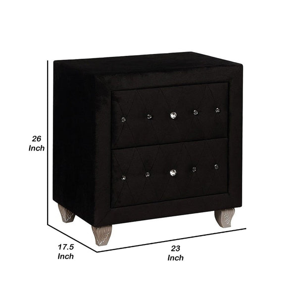 English Elm Rea Glam Velvet 2 Drawer Nightstand with Crystal Knobs and Cabriole Legs B056P417088