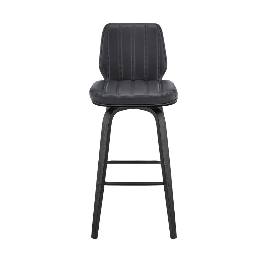 English Elm Quorin 30" Swivel Bar Stool In Gray Faux Leather With Black Wood Legs – Modern Comfort & Style Upgrade B2736P268621-GIGA