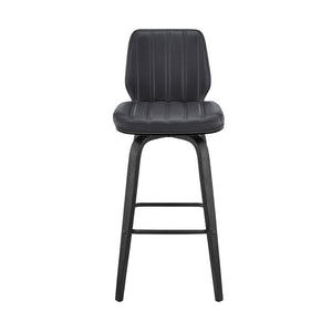 English Elm Quorin 30" Swivel Bar Stool In Gray Faux Leather With Black Wood Legs – Modern Comfort & Style Upgrade B2736P268621-GIGA