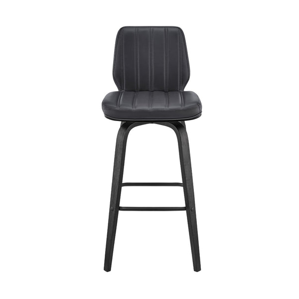English Elm Quorin 30" Swivel Bar Stool In Gray Faux Leather With Black Wood Legs – Modern Comfort & Style Upgrade B2736P268621-GIGA