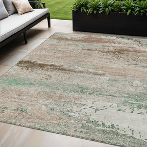HomeRoots 5' X 8' Khaki Beige & Ivory Abstract Area Rug - Stylish, Washable, Indoor/Outdoor, Stain-Resistant! 620702