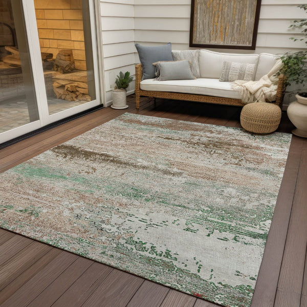 HomeRoots 5' X 8' Khaki Beige & Ivory Abstract Area Rug - Stylish, Washable, Indoor/Outdoor, Stain-Resistant! 620702