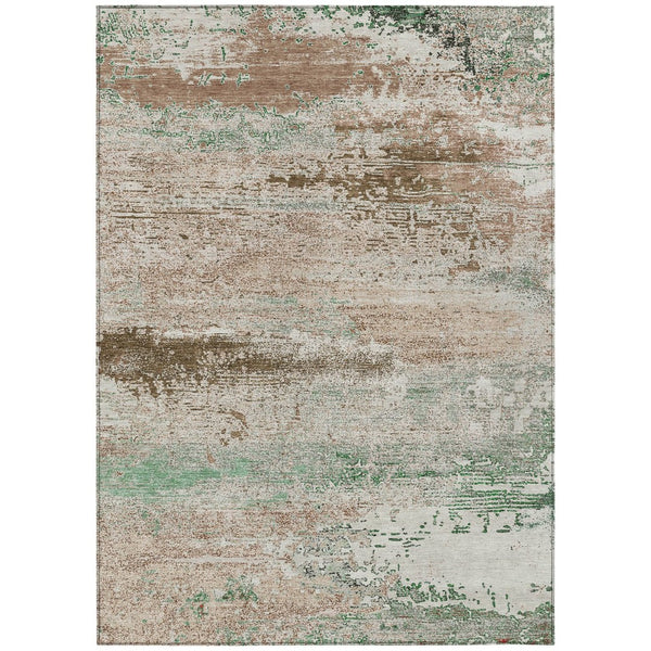HomeRoots 5' X 8' Khaki Beige & Ivory Abstract Area Rug - Stylish, Washable, Indoor/Outdoor, Stain-Resistant! 620702