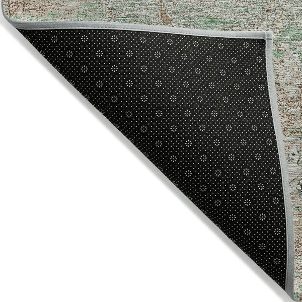 HomeRoots 8' Khaki Beige & Ivory Round Abstract Area Rug – Stylish, Washable, Durable for Indoor & Outdoor Use 620703