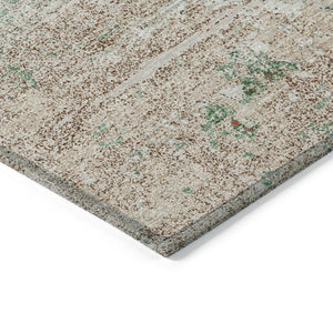 HomeRoots 8' Khaki Beige & Ivory Round Abstract Area Rug – Stylish, Washable, Durable for Indoor & Outdoor Use 620703