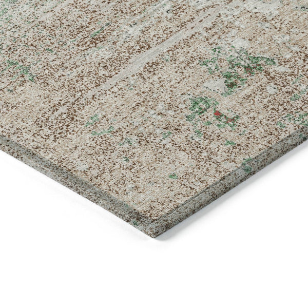 HomeRoots 8' Khaki Beige & Ivory Round Abstract Area Rug – Stylish, Washable, Durable for Indoor & Outdoor Use 620703