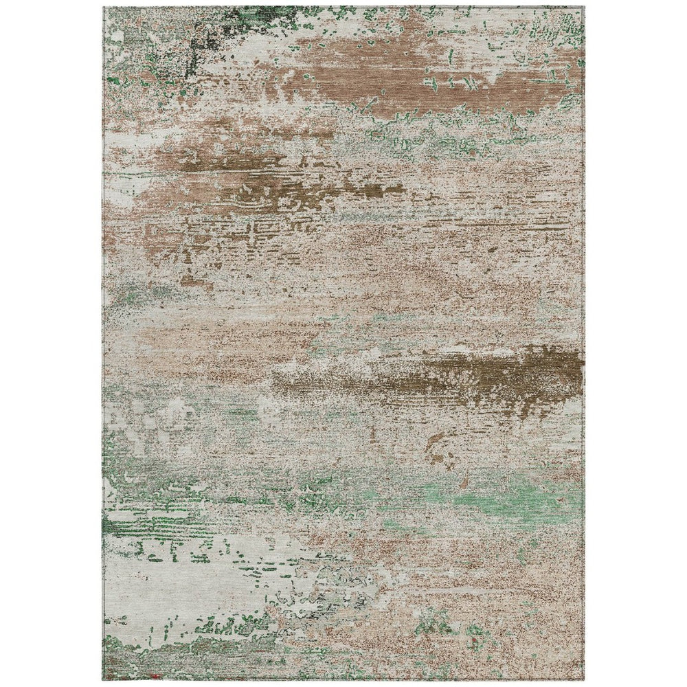 HomeRoots 9' X 12' Khaki Beige & Ivory Abstract Area Rug – Washable, Durable, Indoor/Outdoor Perfect for Homes 620705