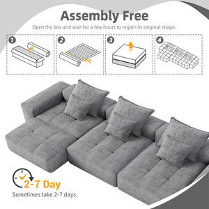 English Elm Modern Oversized Modular Sectional Sofa - Cozy Chenille, 6 Pillows, No Assembly, Flexible Layouts, Grey W1885S00076