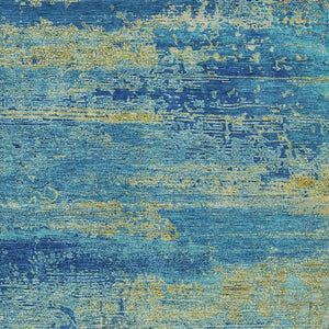 HomeRoots 5' X 8' Abstract Washable Area Rug in Navy, Sky Blue & Olive – Perfect for Indoor & Outdoor Use! 620714