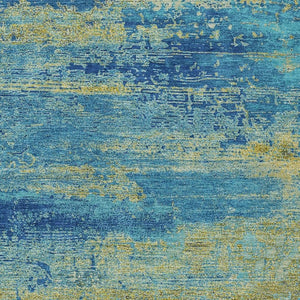 HomeRoots 8' Contemporary Abstract Area Rug in Navy & Olive Green - Washable, Durable for Indoor/Outdoor Use 620716