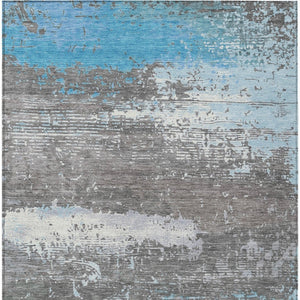 HomeRoots 10' Teal Blue Gray Silver Abstract Washable Area Rug - Durable Indoor Outdoor Design for Any Space 620724