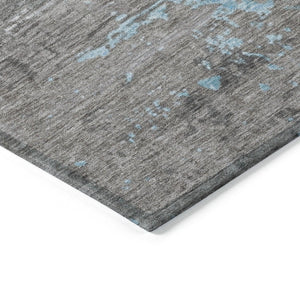 HomeRoots 10' Teal Blue Gray Silver Abstract Washable Area Rug - Durable Indoor Outdoor Design for Any Space 620724