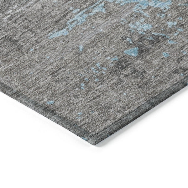 HomeRoots 10' Teal Blue Gray Silver Abstract Washable Area Rug - Durable Indoor Outdoor Design for Any Space 620724
