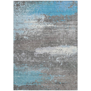 HomeRoots 10' Teal Blue Gray Silver Abstract Washable Area Rug - Durable Indoor Outdoor Design for Any Space 620724