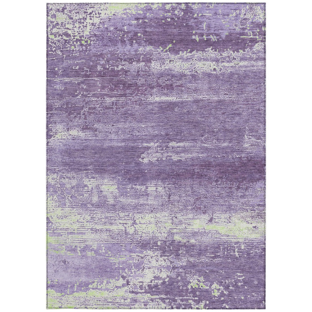 HomeRoots 5' Stylish Purple and Ivory Abstract Area Rug – Washable, Durable, Perfect for Indoor/Outdoor Use! 620726