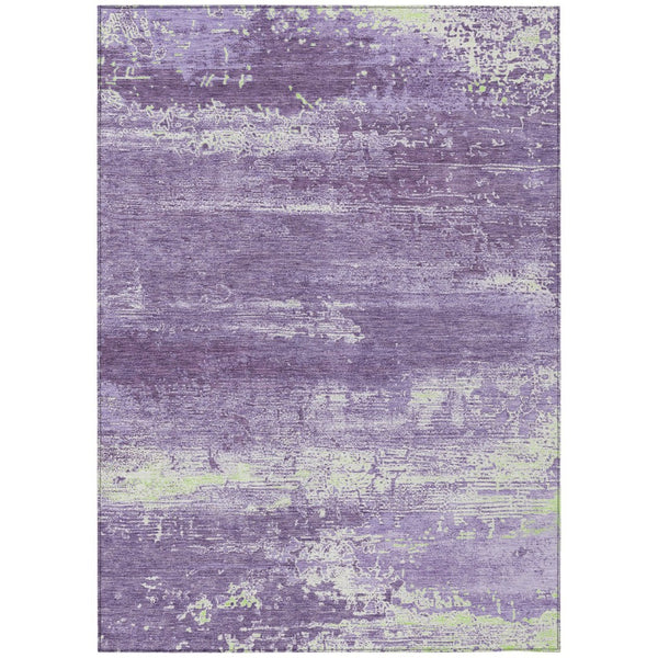 HomeRoots 5' Stylish Purple and Ivory Abstract Area Rug – Washable, Durable, Perfect for Indoor/Outdoor Use! 620726