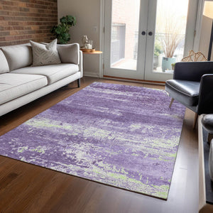 HomeRoots 5' Stylish Purple and Ivory Abstract Area Rug – Washable, Durable, Perfect for Indoor/Outdoor Use! 620726