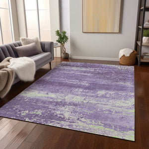 HomeRoots 5' Stylish Purple and Ivory Abstract Area Rug – Washable, Durable, Perfect for Indoor/Outdoor Use! 620726