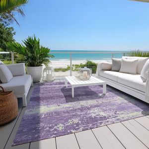 HomeRoots 5' Stylish Purple and Ivory Abstract Area Rug – Washable, Durable, Perfect for Indoor/Outdoor Use! 620726
