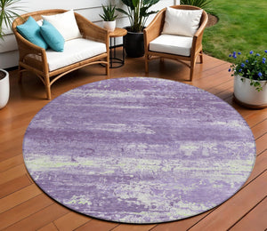 HomeRoots 8' Modern Purple and Ivory Round Area Rug - Washable, Durable, and Perfect for Indoor/Outdoor Use 620727