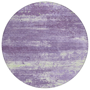 HomeRoots 8' Modern Purple and Ivory Round Area Rug - Washable, Durable, and Perfect for Indoor/Outdoor Use 620727